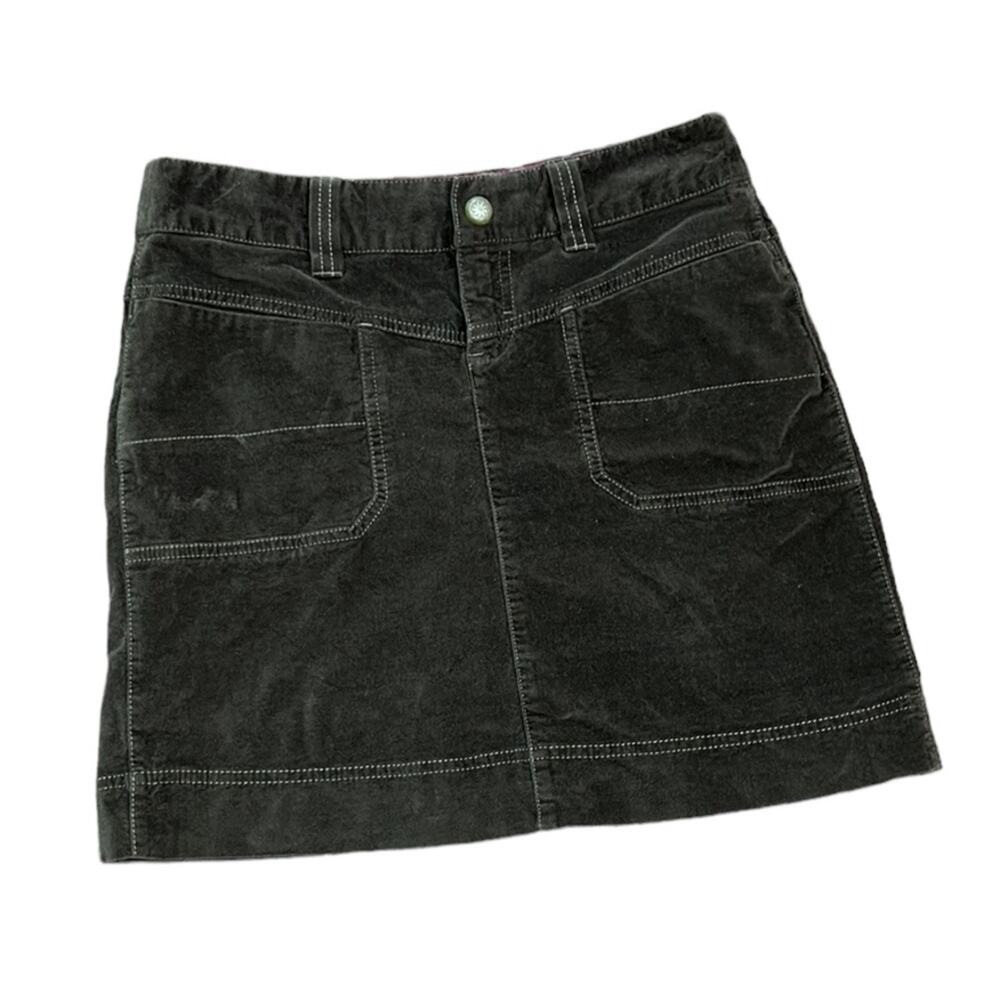Athleta Cotton Velveteen Pencil Olive Green Skirt Velvet Women’s size 4 petite